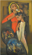 4-Grooming, 2010 RM 11,550.00-SOLD | Oil on canvas | 81 x 45 cm