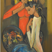 4-Grooming, 2010 RM 11,550.00-SOLD | Oil on canvas | 81 x 45 cm