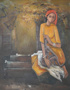 6-RM 9,900.00 Keng Seng Choo, Balinese Lady and Sculpture, 2008, Oil on canvas 96 x 75 cm