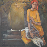 6-RM 9,900.00 Keng Seng Choo, Balinese Lady and Sculpture, 2008, Oil on canvas 96 x 75 cm