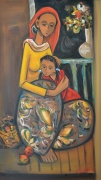 9-Mother and child, 2012 RM 8,800.00-SOLD | Oil on canvas| 80 x 45 cm