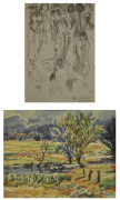 49-Figures Study, 2010 & Landscape, 1986 RM 4,032.00-SOLD | Watercolour on paper | 7 x 8.5 cm