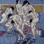 53-RM 123,200.00-SOLD Khalil Ibrahim _Nude Movement_ (1983) Batik 93cm x 103cm