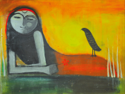 16-Girl with a Flower, 1968 RM 66,000.00-SOLD | Oil on board | 61 x 81 cm
