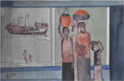 7-Coming and Going, 1981 RM 2,750.00-SOLD | Watercolour on paper | 34 x 53 cm