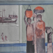 7-Coming and Going, 1981 RM 2,750.00-SOLD | Watercolour on paper | 34 x 53 cm