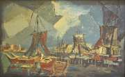 5-Fishing Boats Under a Cubistic Sky, 1961 RM 9,350.00-SOLD | Oil on board | 49 x 79 cm