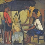 7-Satay Seller, 1963 RM 10,080.00-SOLD | Oil on canvas | 35.5 x 59 cm