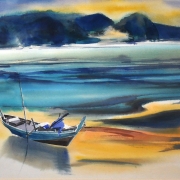 Long Thien Shih Watercolour on paper 43.5 x 68 cm