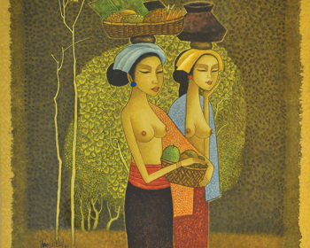 16-RM-7280-Fruit-Pickers-1981-Mixed-media-on-paper-74-x-54-cm