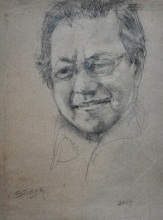 11-Chuah Siew Teng. Tun Mahathir, 2004. Charcoal on Paper 26.5cm x 20.5cm