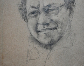 11-Chuah Siew Teng. Tun Mahathir, 2004. Charcoal on Paper 26.5cm x 20.5cm