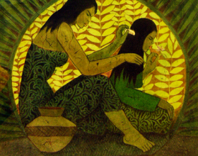 12-Chuah Thean Teng. Combing Hair, 1990's. Batik. 72cm x 72cm