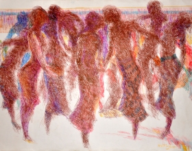 17-Khalil Ibrahim. East Coast Line Sketch, 2001. 59cm x 42cm. Ink on Paper
