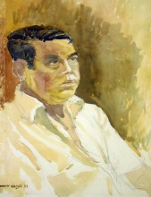 28-Mansor Ghazali, Self Portrait. Watercolour on Paper. 34.1cm x 44cm