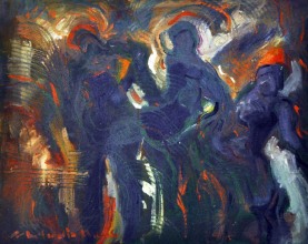 45-Shafurdin Habib. Study Movement III, 2004. Oil on Canvas. 20.5cm x 25.5cm