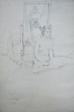 8-Chuah Siew Teng. Nude, 1968. Charcoal on Paper. 50cm x 37.5cm