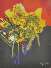9 Flower Trees" (2009) Oil on Board 30.5cm x 22.5cm