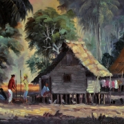 M. Zain, Malay Hut 1965 Oil on canvas 38.5 x 58.5 cm
