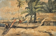 Mohd Zain Idris Fishing Village Kuala Besut Terengganu Watercolour on paper 36.5 x 56.5 cm