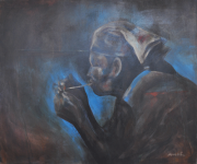 Mohd Khairul Izham "Coal Miner" (2008) 90cm x 107cm Mixed Media on Canvas RM 3,500 - RM 5,500