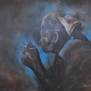 Mohd Khairul Izham "Coal Miner" (2008) 90cm x 107cm Mixed Media on Canvas RM 3,500 - RM 5,500