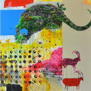 3-Dancing with Nature Series, 2006 RM 9,900.00-SOLD | Wood paint and acrylic on canvas | 122 x 122 cm