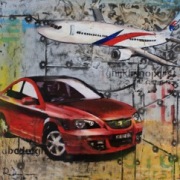 Raduan Man, Malaysia, 2013, Mixed media on aluminium, 46 x 46cm