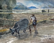 45-Mokhtar Ishak. Sowing (2011) 17.5 cmx 21cm Watercolour on paper