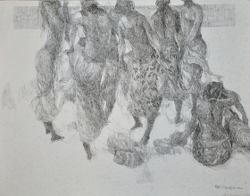 11-Khalil Ibrahim, The Spirit of the East Coast and Sanur (2002) 44cm x 56cm Ink on Paper