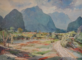 12-Khalil Ibrahim, Enroute to Ipoh (1988) Watercolour on Paper 76cm x 56cm