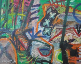 34-Rafiee Ghani (b. Kedah, 1962) Water Below, 1998 Mixed media on canvas I 71 x 100 cm RM 4,500 - 6,500