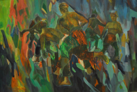 50-Lot 78 Shafurdin Habib, Silat, 1990, Acrylic on canvas 68 x 97 cm