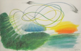 51-Syed Ahmad Jamal Helang Memantau Helang Mixed Media on Paper 29.7cm x 42cm (2004) SOLD