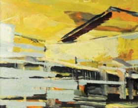 54-Wong Perng Fey (B. Kuala Lumpur, 1974)  New Village VII, 2007  Signed and dated by the artist on reverse side  Oil on canvas 61 x 61cm  RM 4,500 - RM 6,000