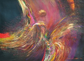 18-Ismail Latiff "Barungan Dance" 64 x 90.5 cm Acrylic  & Mixed Media on Canvas 1993