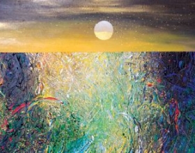 21-Ismail Latiff, Suria Senja...Warnai Bintang. 1997 Acrylic and Mixed Media on Canvas 65 cm x 178 cm