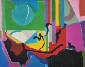 28-Khalil Ibrahim, Abstract II. 1968 Oil on Canvas 120 cm x 95 cm