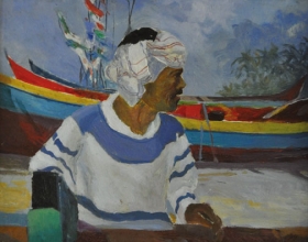 30-Khalil Ibrahim, Pantai Kudu I (A Continued Dialogue). 1999 Acylic on Canvas, 28 cm x 33.5 cm