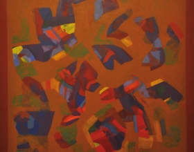 48-Sharifah Fatimah Zubir Dato' "Earthscape" (1992) Acrylic on canvas 119.5cm X 119.5cm