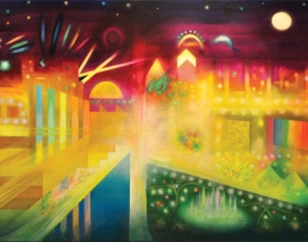 52-Syed Ahmad Jamal, Datuk "City By Night"(2006) Acrylic on Canvas 107cm x 183cm