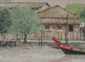 6-Chin Kon Yit, Malacca River. 1995 SOLD | Watercolour on Paper 6 cm x 27.5 cm
