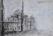 9-RM 2,016.00-SOLD Lot 44 Najib Ahmad, " Suleyman Mosque, Turkey" 7 March 2009, Mixed Media On Paper, 28 x 41cm
