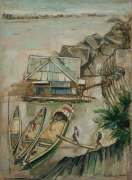 1-Sunny day at Raft houses, 1960-64 RM 35,200.00-SOLD | Oil on canvas | 74 x 54.4 cm