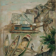 1-Sunny day at Raft houses, 1960-64 RM 35,200.00-SOLD | Oil on canvas | 74 x 54.4 cm