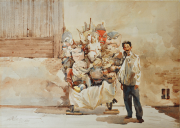 1-Man with Opera Masks, 1985 RM 29,120.00-SOLD | Watercolour on paper | 52 x 72 cm