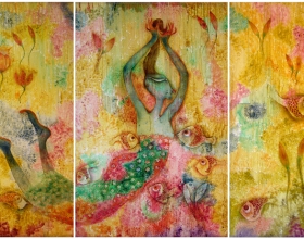 19-Lightness of Being, 1999. Oil on Canvas. 138cm x 276cm (3panels) SOLD