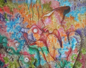 27-Meeting of the Eyes, 2011. Oil on Canvas. 92cm x 92cm