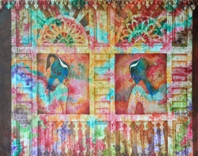 28-Meeting with the Eyes, 2005. Oil on Canvas. 150cm x 150cm