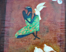 3-Declaration of Love, 1997. Oil on Canvas. 92cm x 92cm